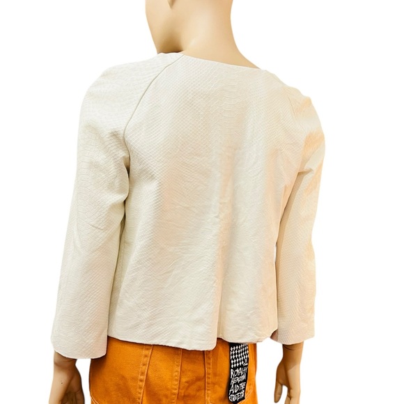 Robert Rodriguez 100% White Phyton Leather Jacket Size 8 Preowned Side Pockets - Picture 2 of 12